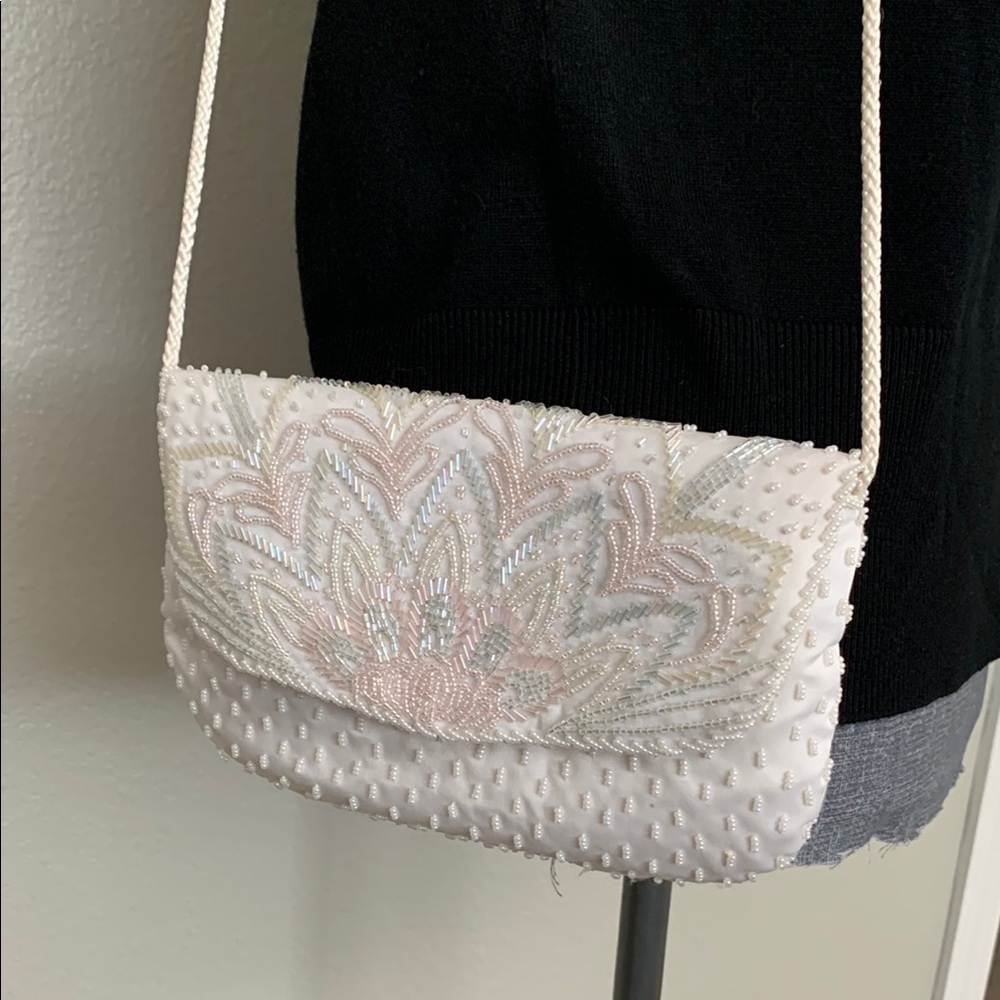 Elegant White Beaded Clutch/Purse